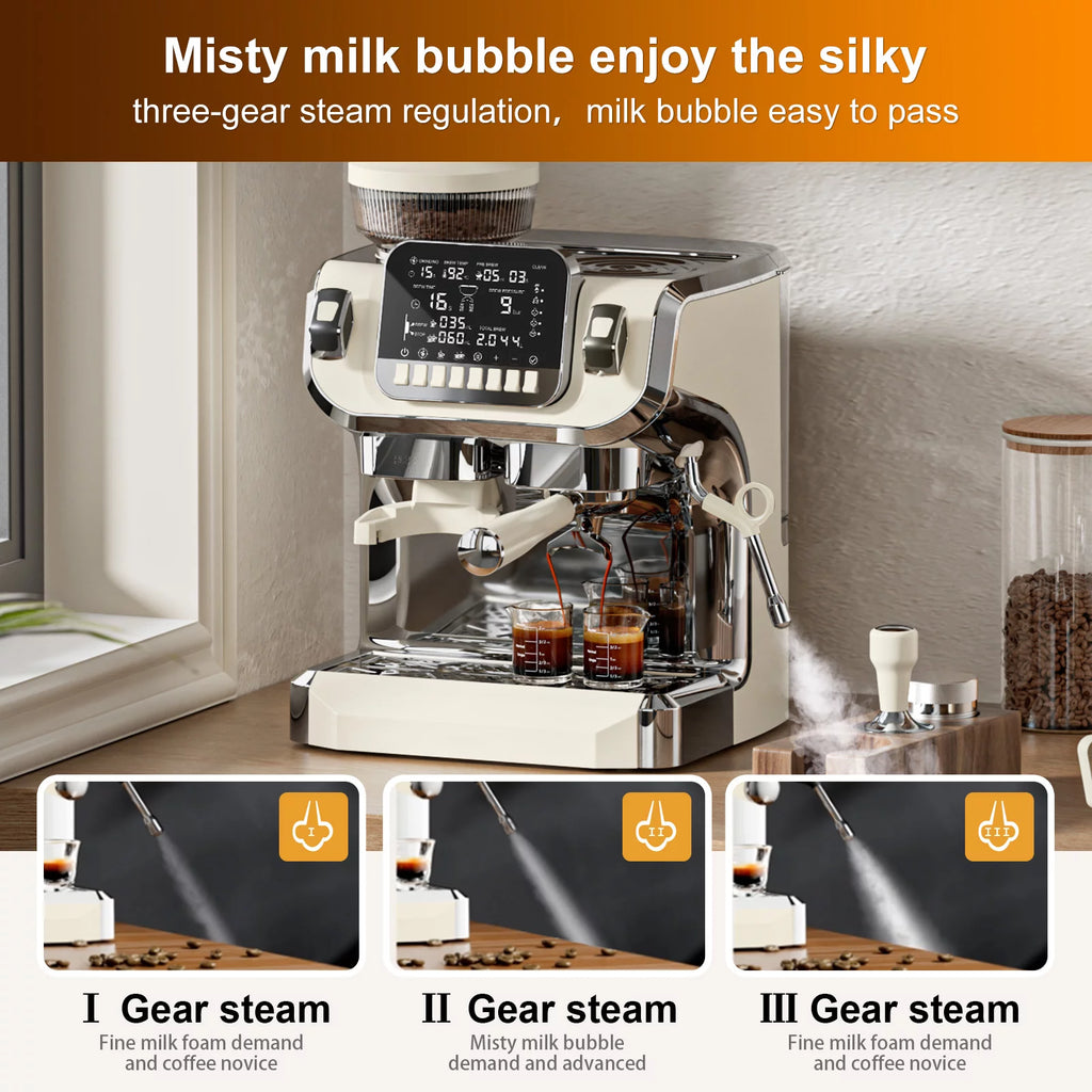 Espresso Machine with Milk Frother, Semi Automatic Coffee Machine with Grinder E7960