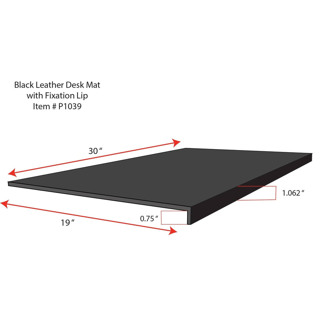 Black Leather Desk Mat with Fixation Lip H163