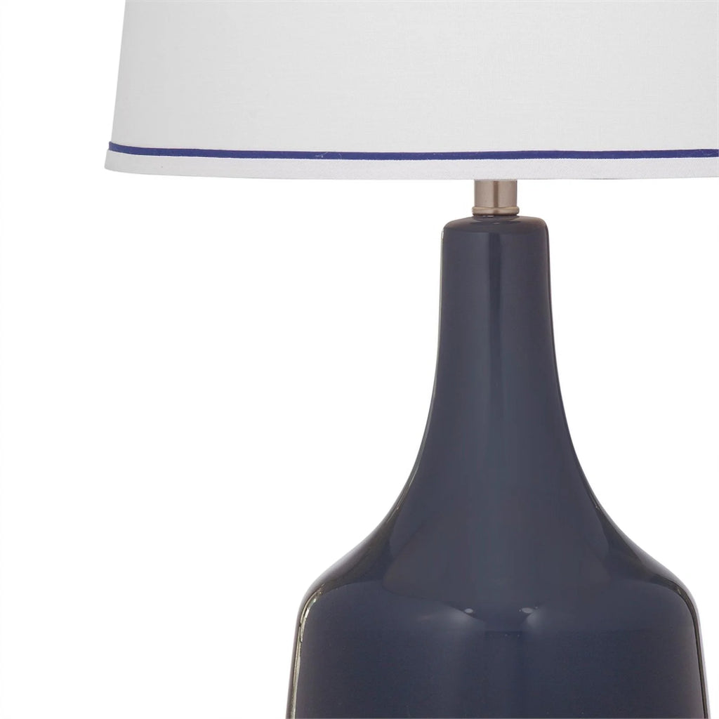 Blue and White Ceramic Table Lamp with Linen Shade K4909