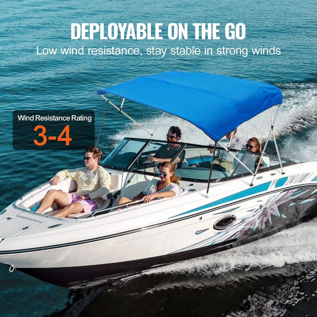 4 Bow Bimini Top Boat Cover 900D Polyester Aluminum Frame 91"-96" W I9483