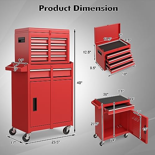 Gray 5-Drawer Rolling Tool Chest with Lockable Wheels T207
