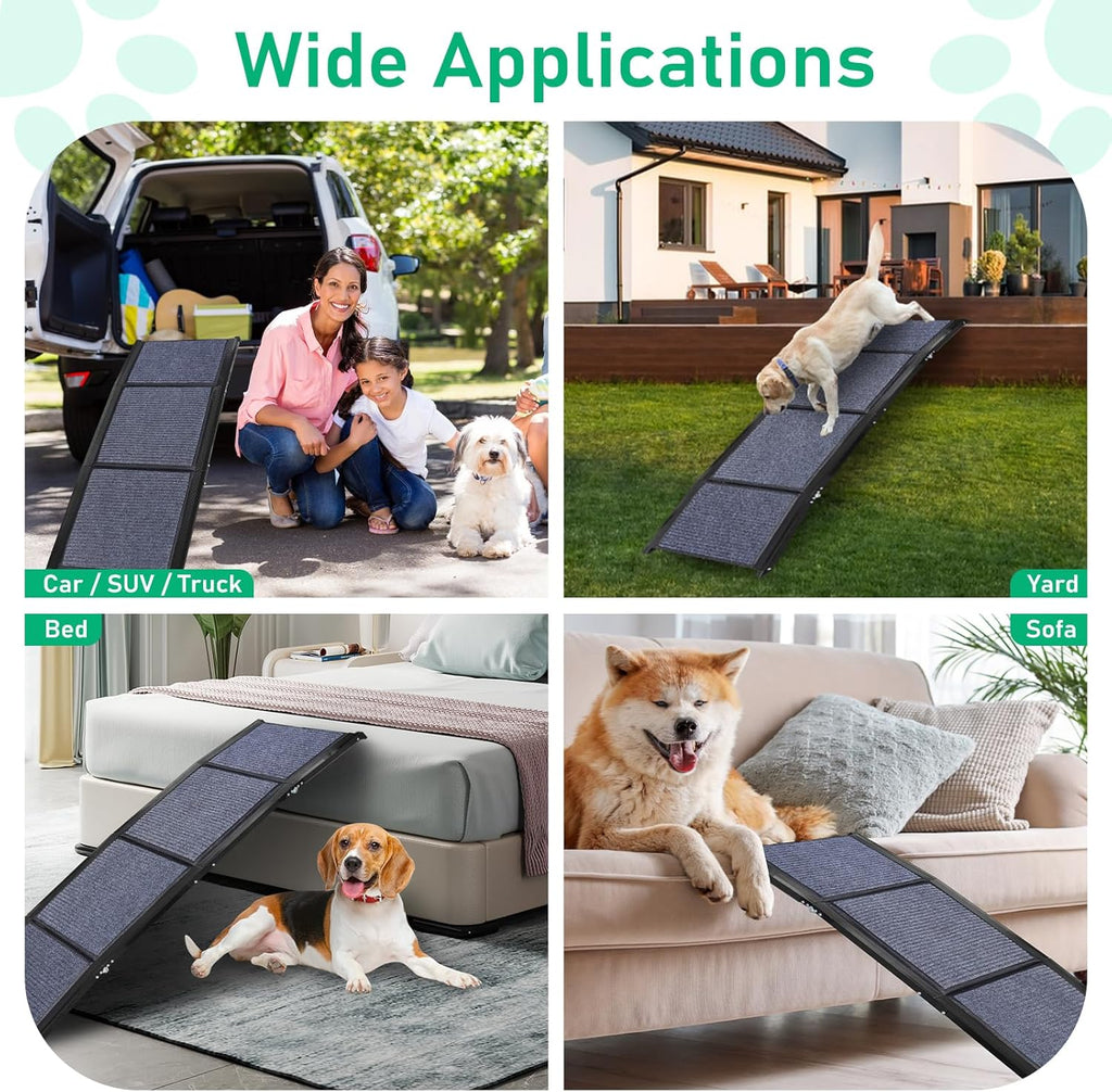 19.7" Wide 67" Long Folding Large Dog Ramp with Non-Slip Surface R573582