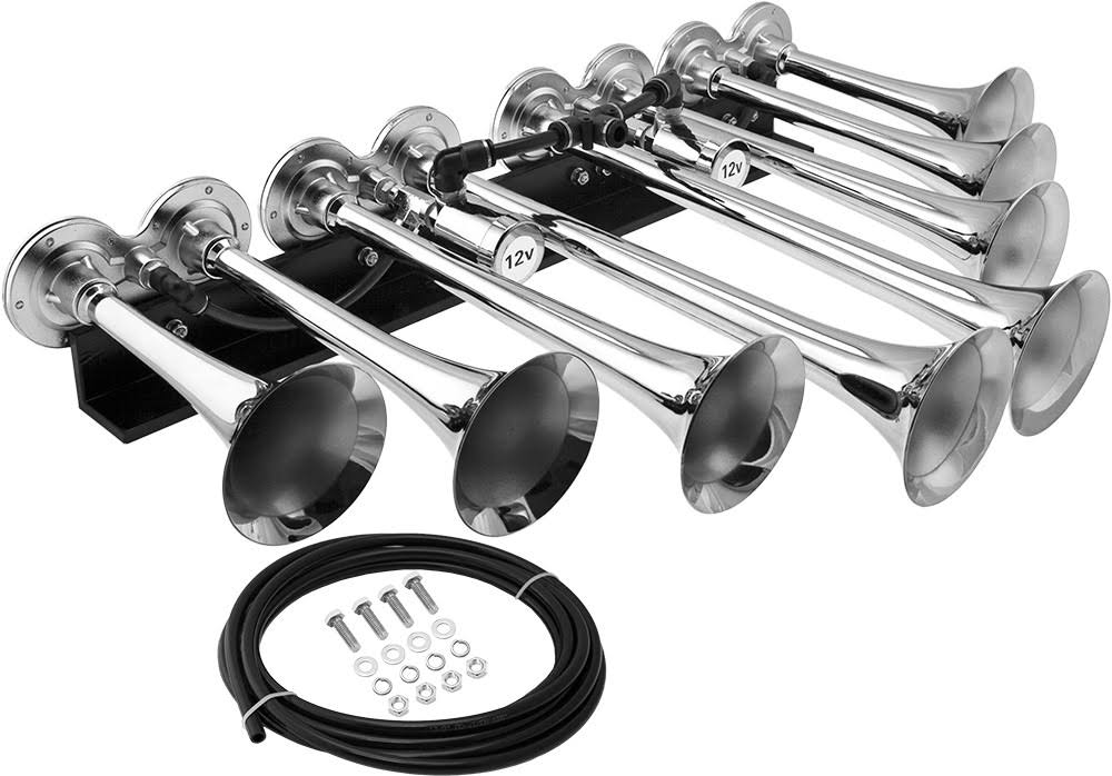 8 Air Horn Chrome Plated Trumpets W3278