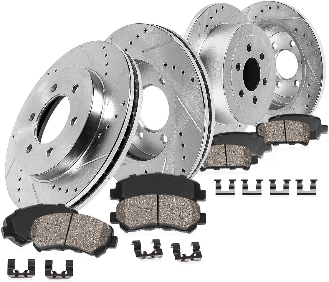 Front 308mm + Rear 312mm 6 Lug Rotors + Ceramic Pads + Clips J48182