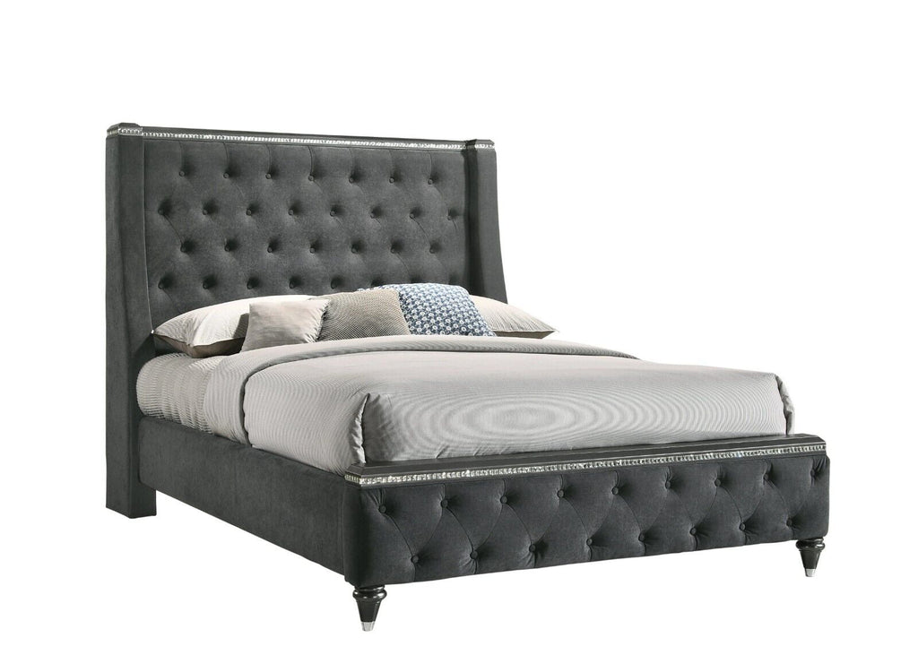 5pc Queen Size Grey Upholstered Bedroom Set O45536