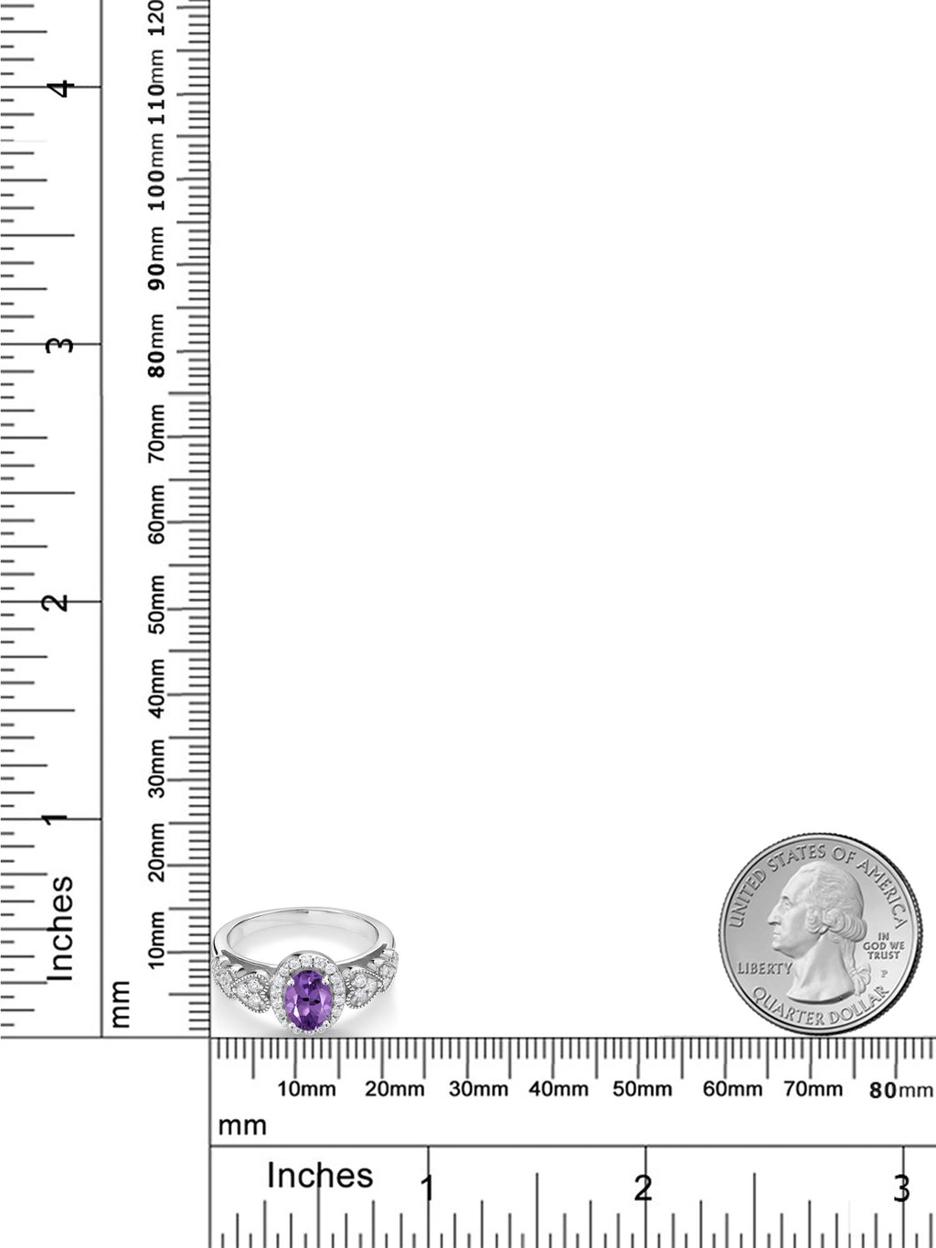 925 Sterling Silver Purple Amethyst Engagement Ring D55933