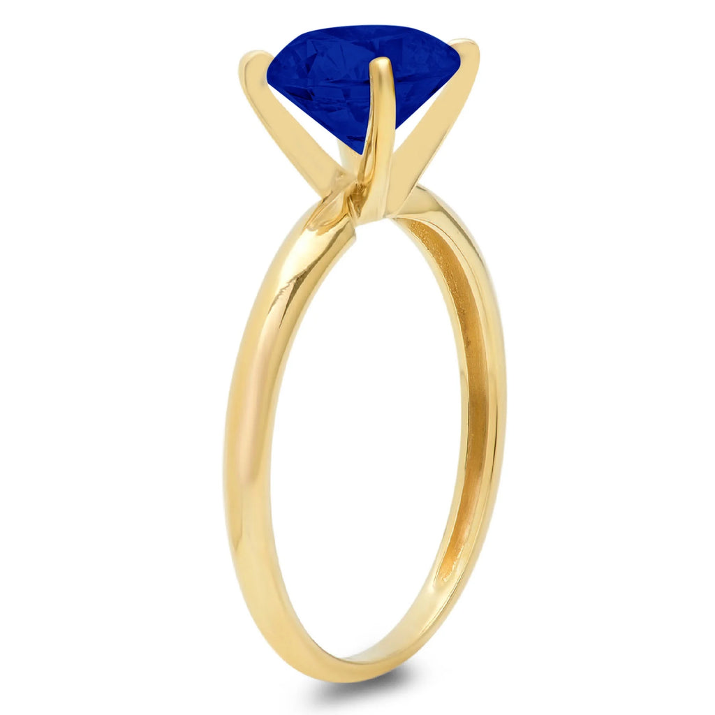 1ct Round Cut Simulated Blue Sapphire 18k Yellow Gold Engagement Ring Size 9.5 D753581