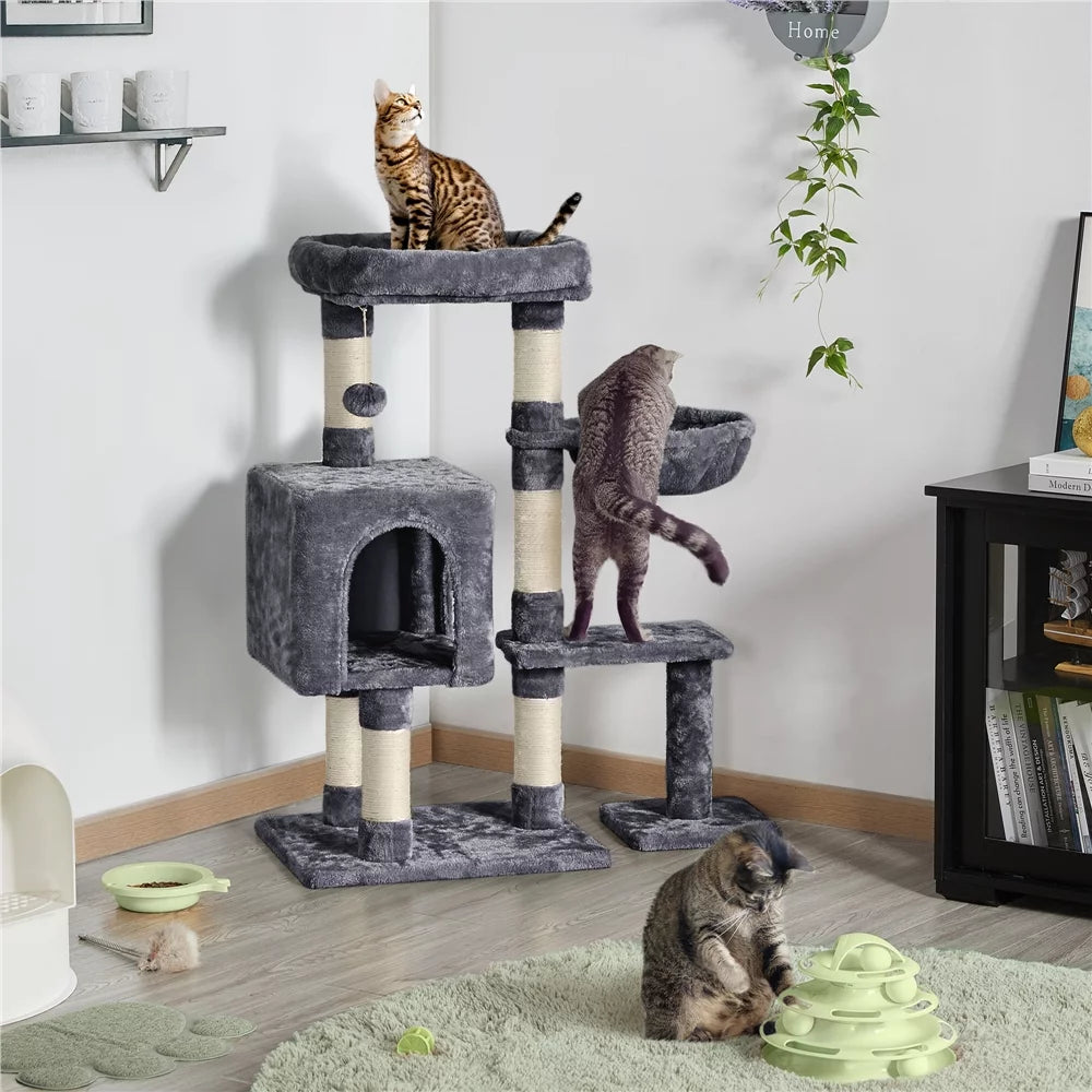 4-Level Plush Cat Tree with Condo, Dark Gray J402