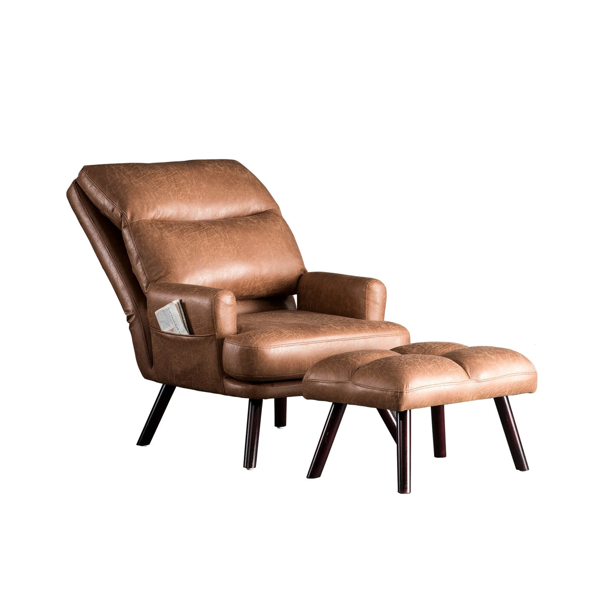Modern Accent Chair with Ottoman and Adjustable Backrest G551310