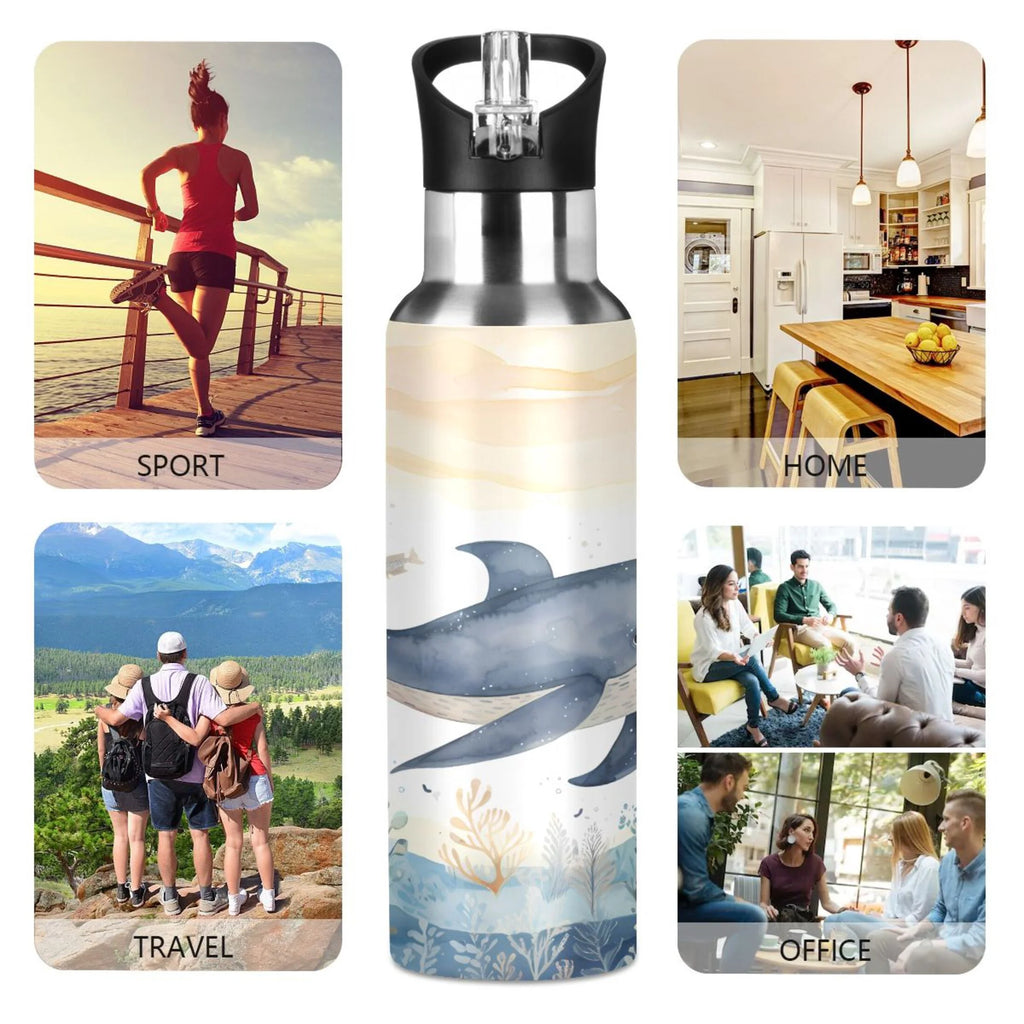 Stainless Steel Insulated Thermos Vacuum Flask Water Bottle with Straw Lid S664