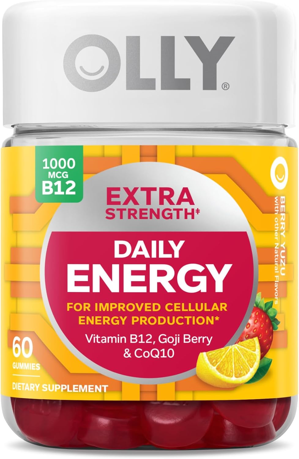 Caffeine Free Vitamin B12 CoQ10 Gummy Supplement, 60 Count C386