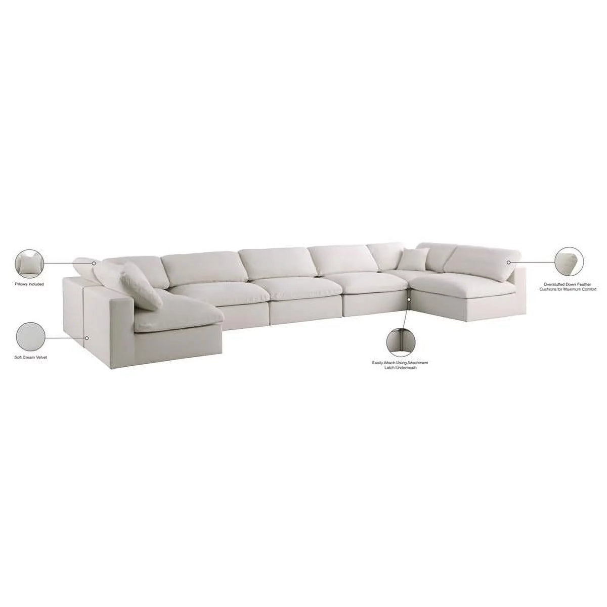 Cream Velvet Modular Sectional S8689
