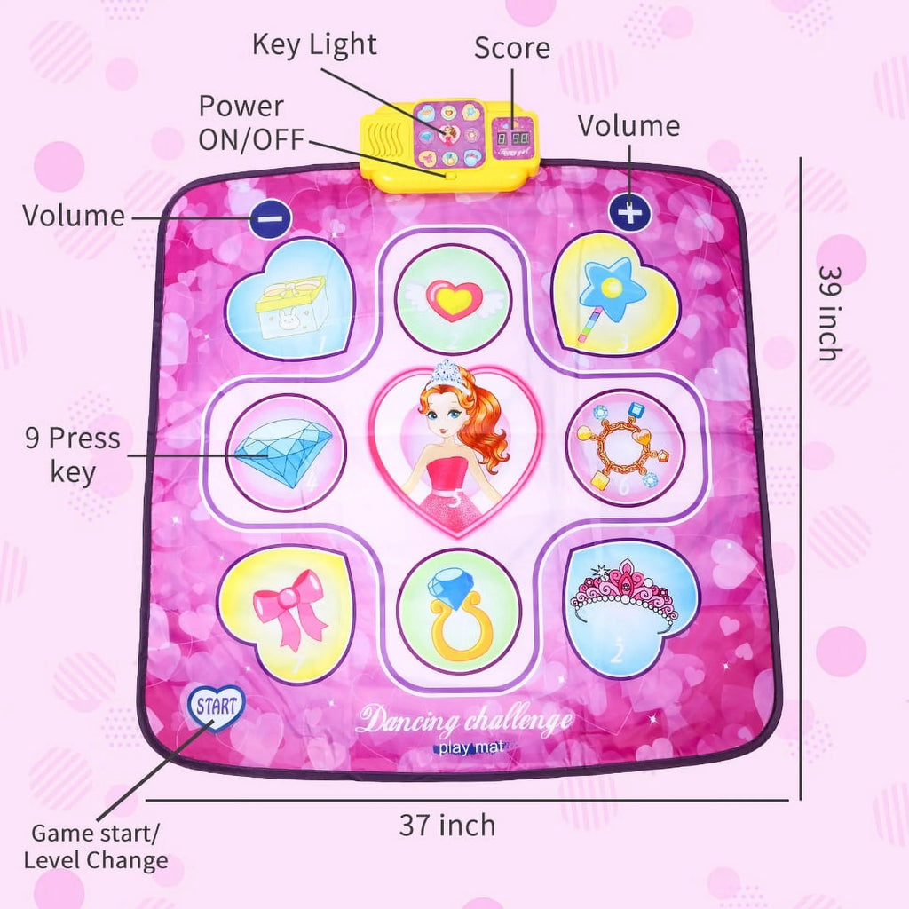 Dance Mat Toys with LED Lights, 9 Built-in Music, 7 Game Modes J4340