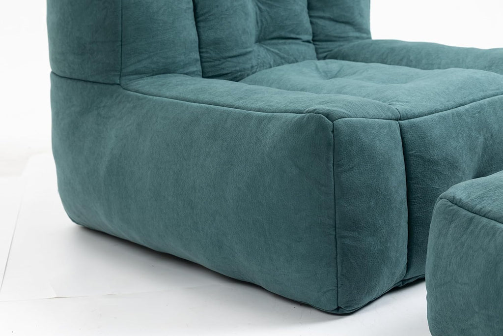 Orange Velvet Bean Bag Chair with Ottoman U648199