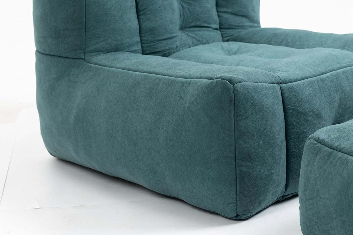 Orange Velvet Bean Bag Chair with Ottoman U648199