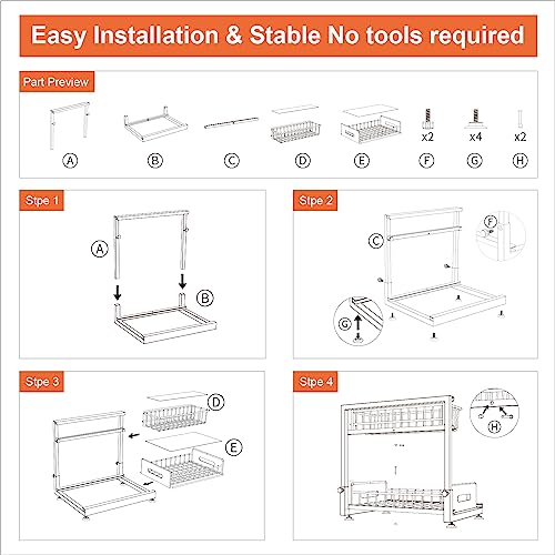 White 2 Tier Pull Out Under Sink Organizer P59753