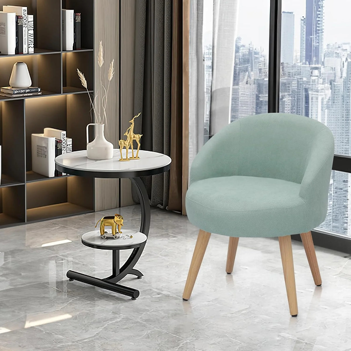 Blue Accent Chair with Wood Legs T931281