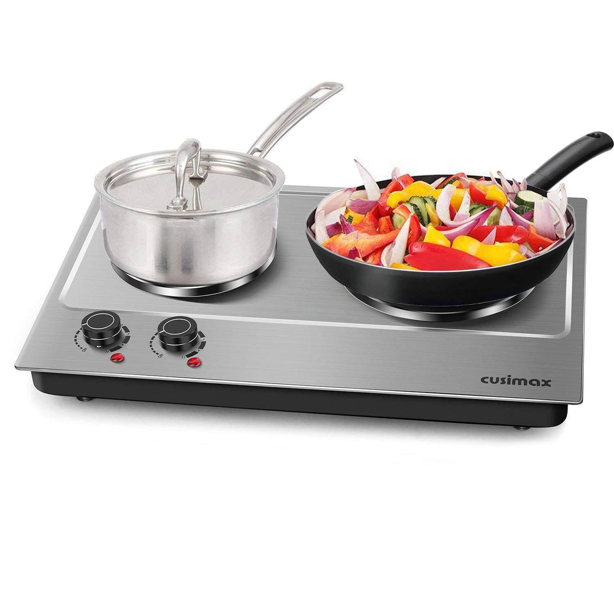 1800W Electric Double Burner Countertop Cast Iron Hot Plate Y44252