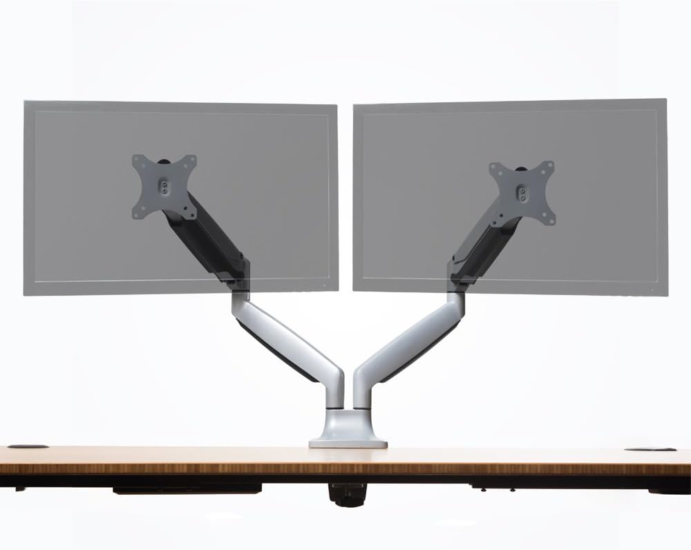 Dual Monitor Mounting Arm with Laptop Tray, Silver F6717