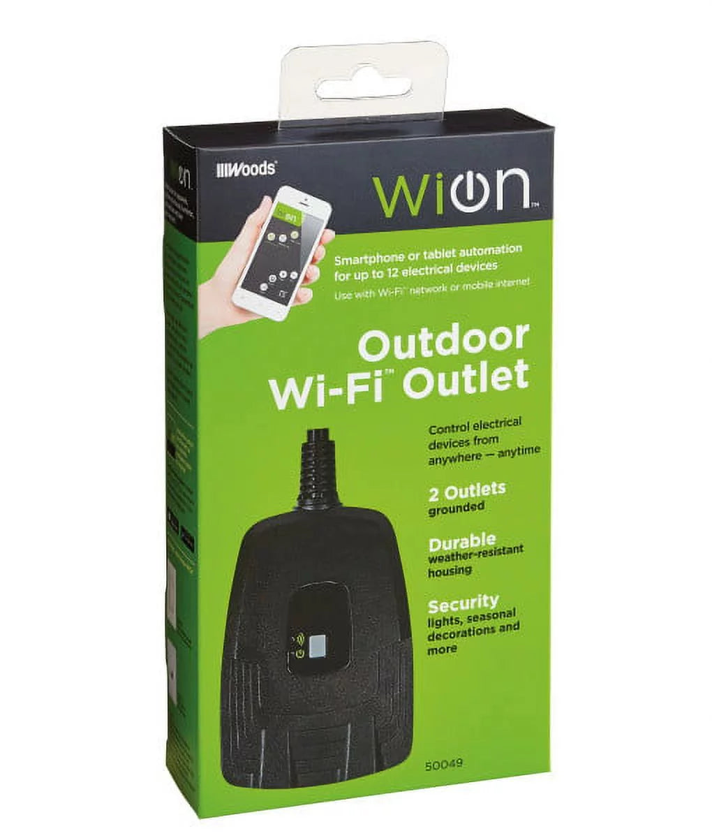 Outdoor Wi-Fi Plug-In Switch, 2 Grounded Outlets, Weather Resistant X83958