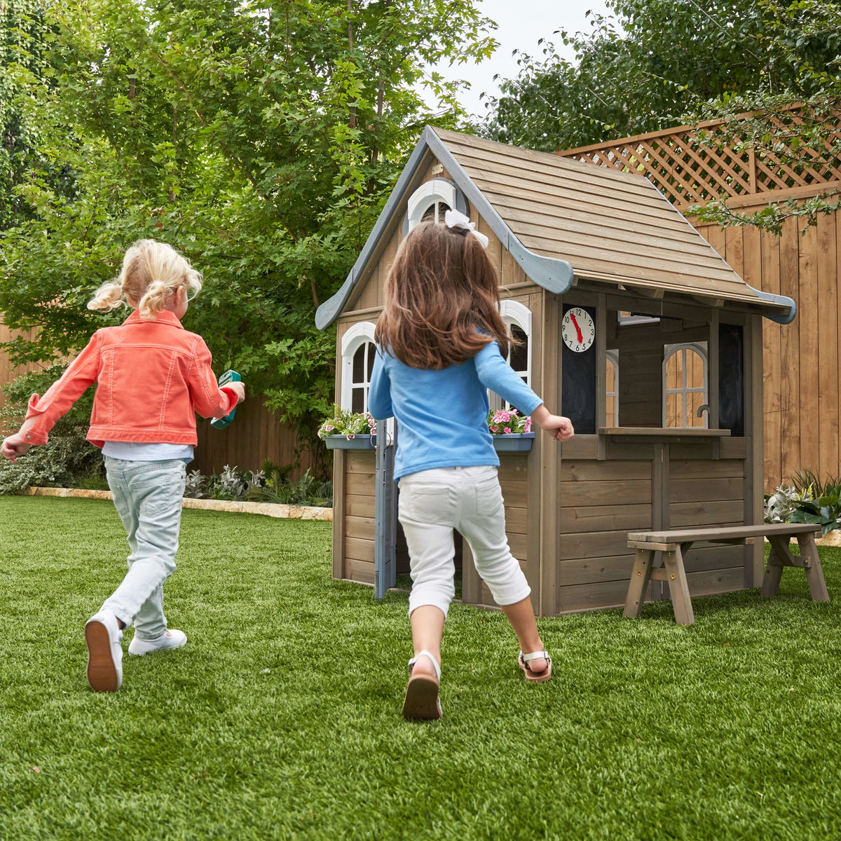 Wooden Outdoor Playhouse with Kitchen K88233