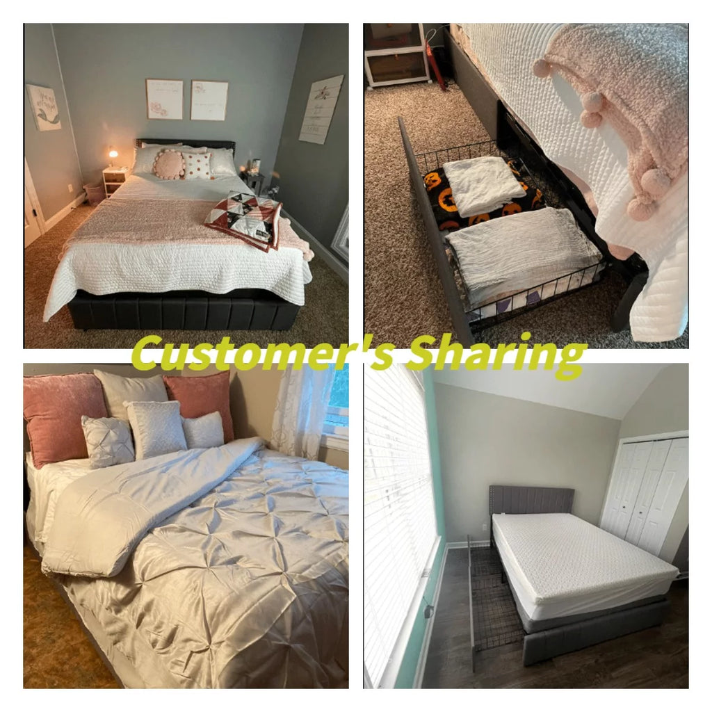 Queen Bed Frame with Adjustable Headboard and 4 Storage Drawers S66694