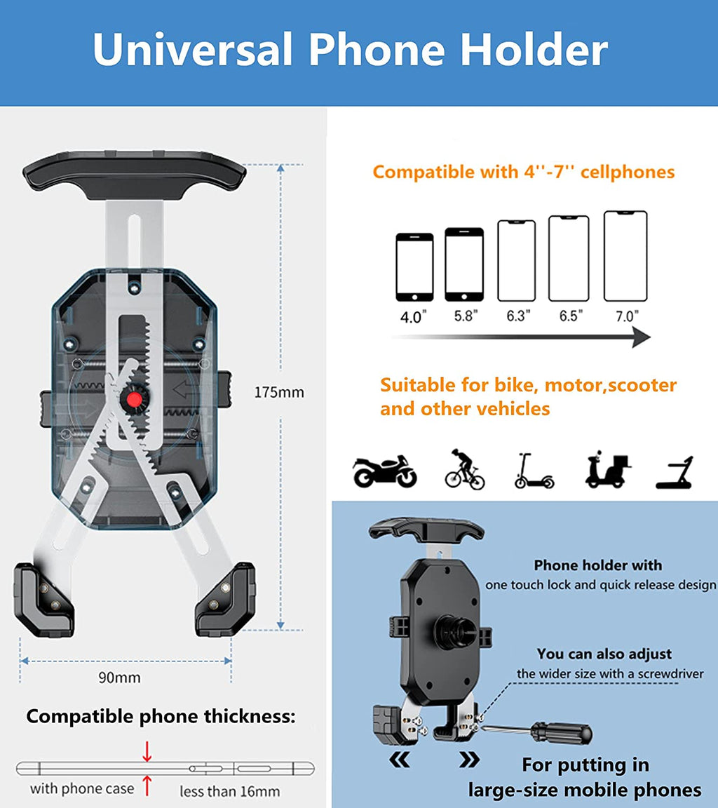 Motorcycle Phone Mount with Sturdy Aluminum Handlebar Clip S65797