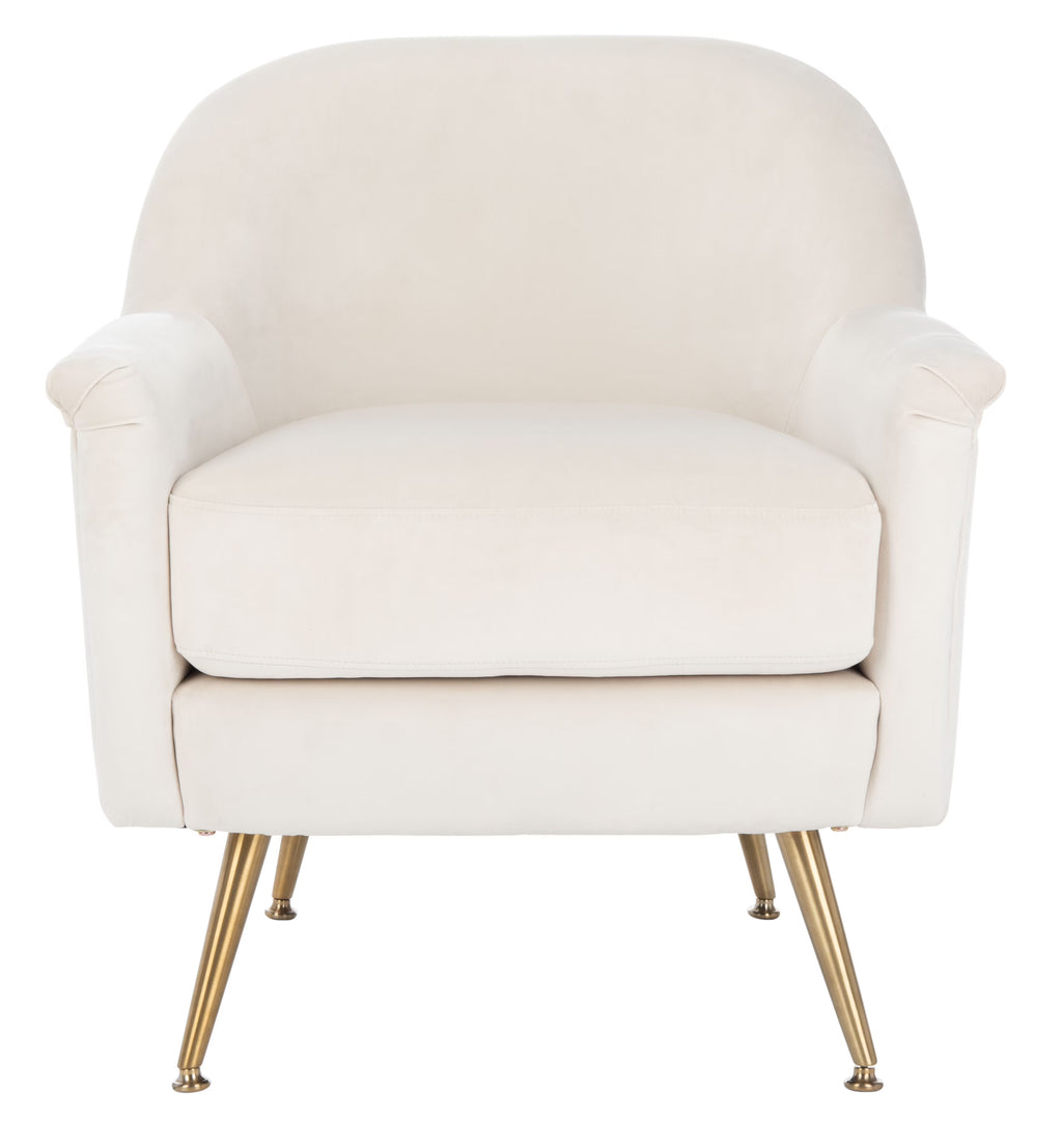 Ivory Velvet Upholstered Arm Chairs V83215