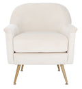 Ivory Velvet Upholstered Arm Chairs V83215