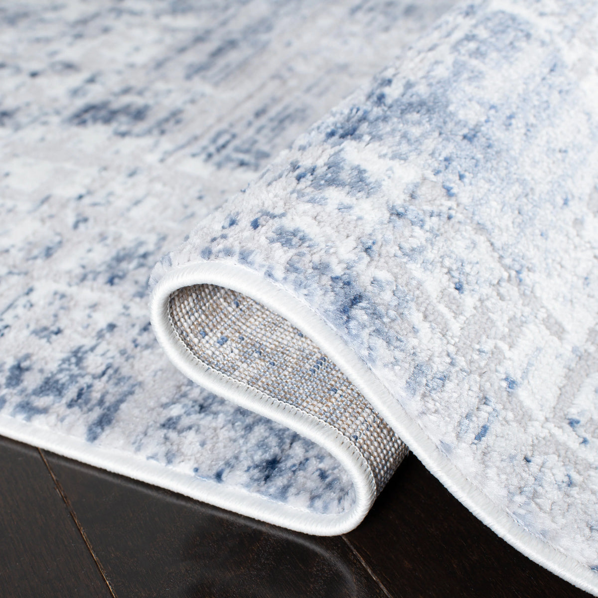 Navy Light Grey Abstract Area Rug 8' x 10' U511