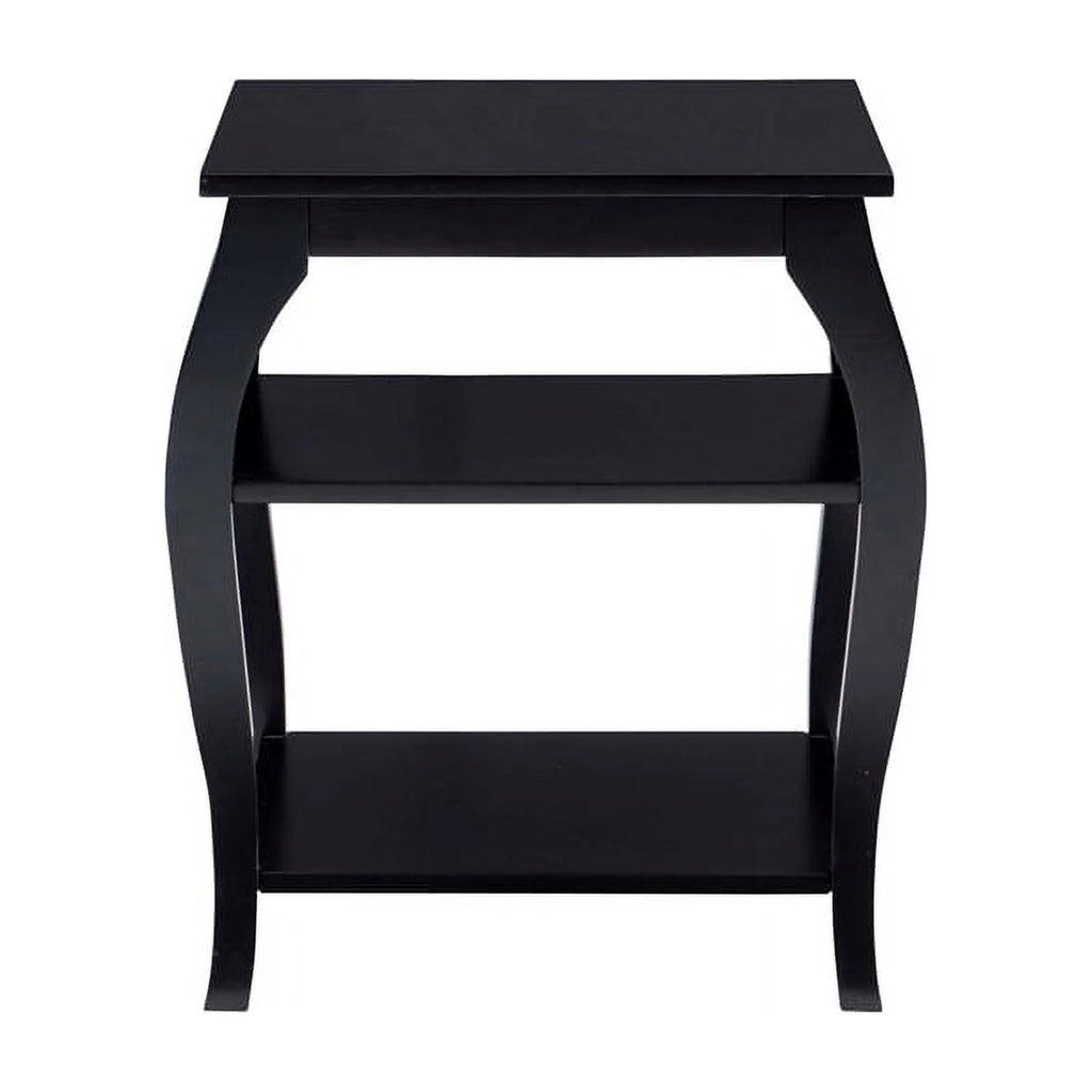 Black Wood Side Table with 2 Shelves H84170