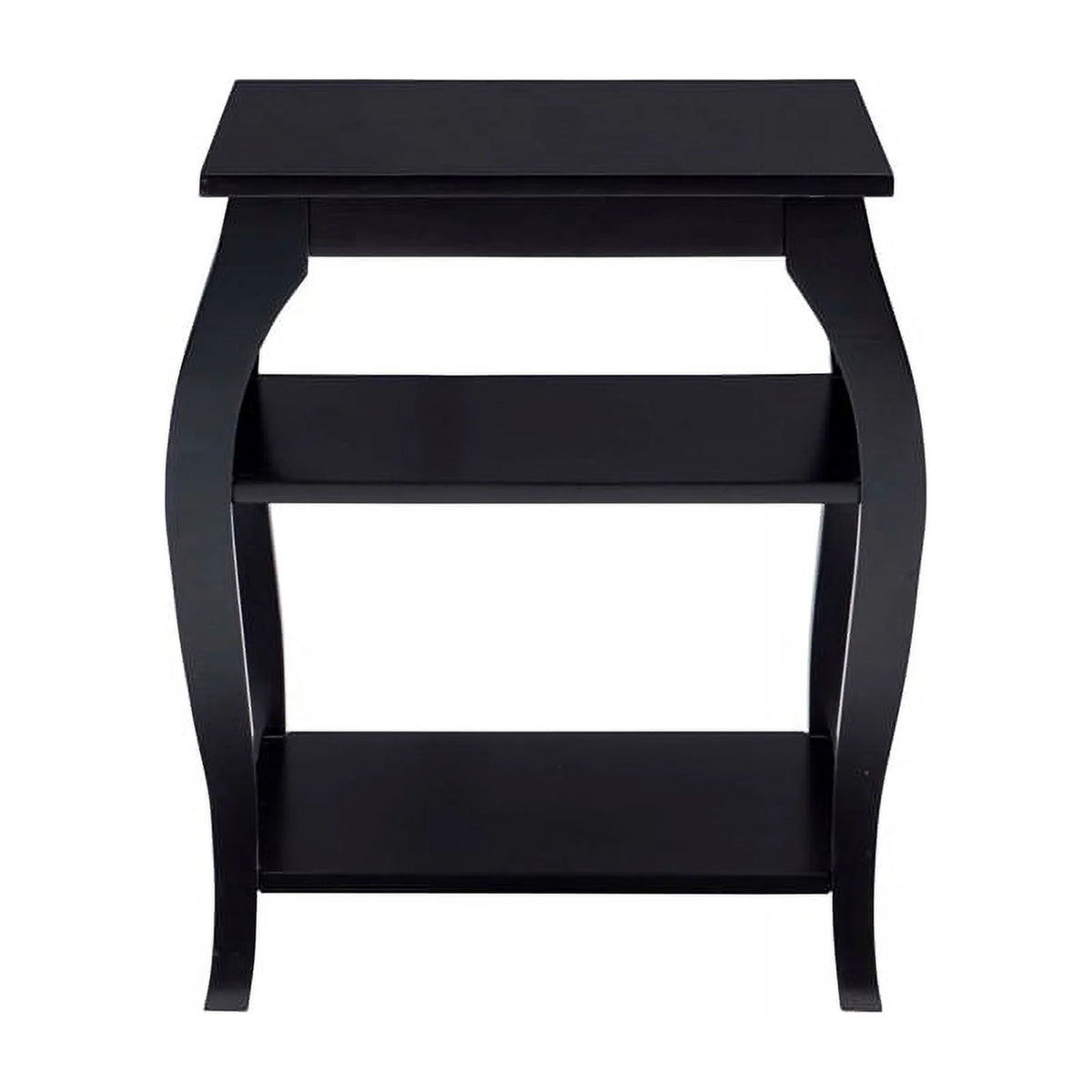Black Wood Side Table with 2 Shelves H84170