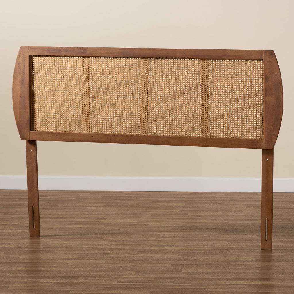 Ash Walnut Full Wood Rattan Headboard H859112