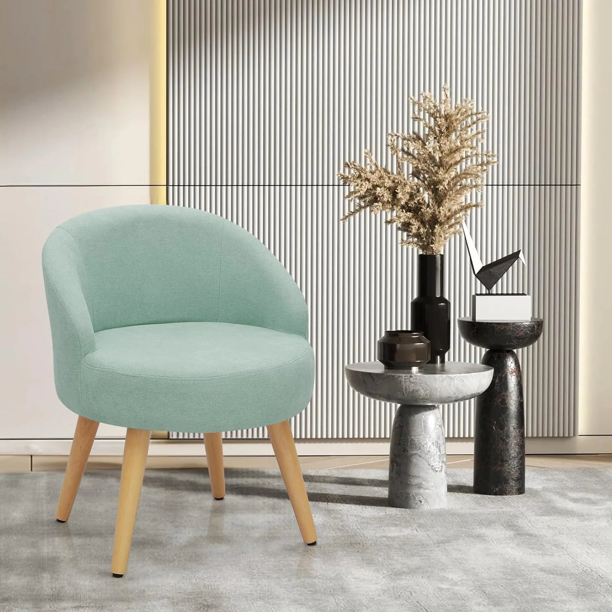 Blue Accent Chair with Wood Legs T931281