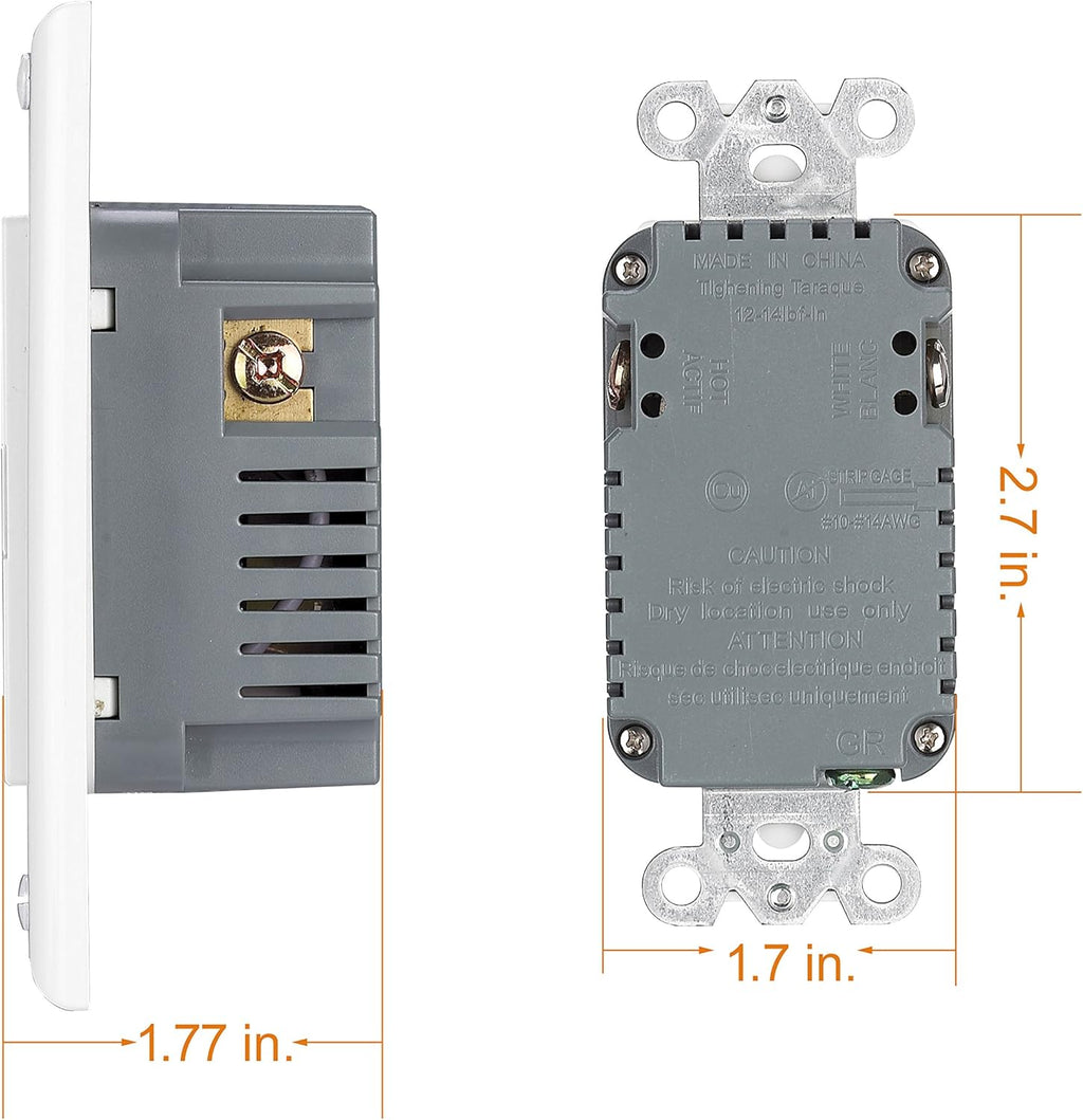 White 15 Amp Tamper Resistant Duplex Receptacle USB Wall Outlet, Pack of 2 I7130