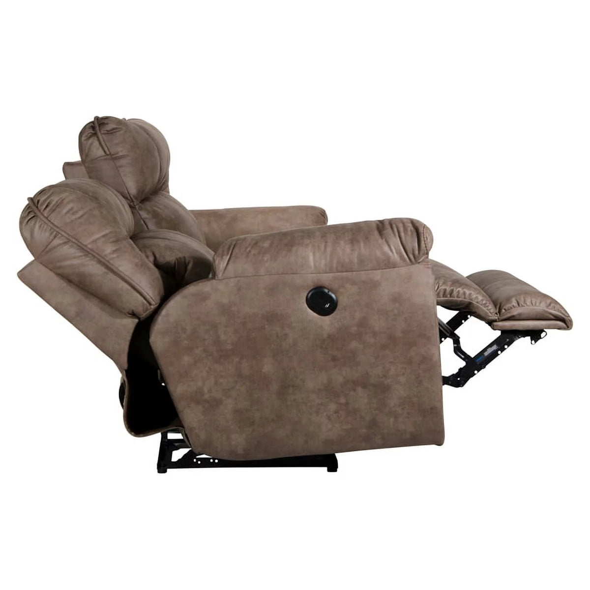 Brown Polyester Power Reclining Sofa V2566