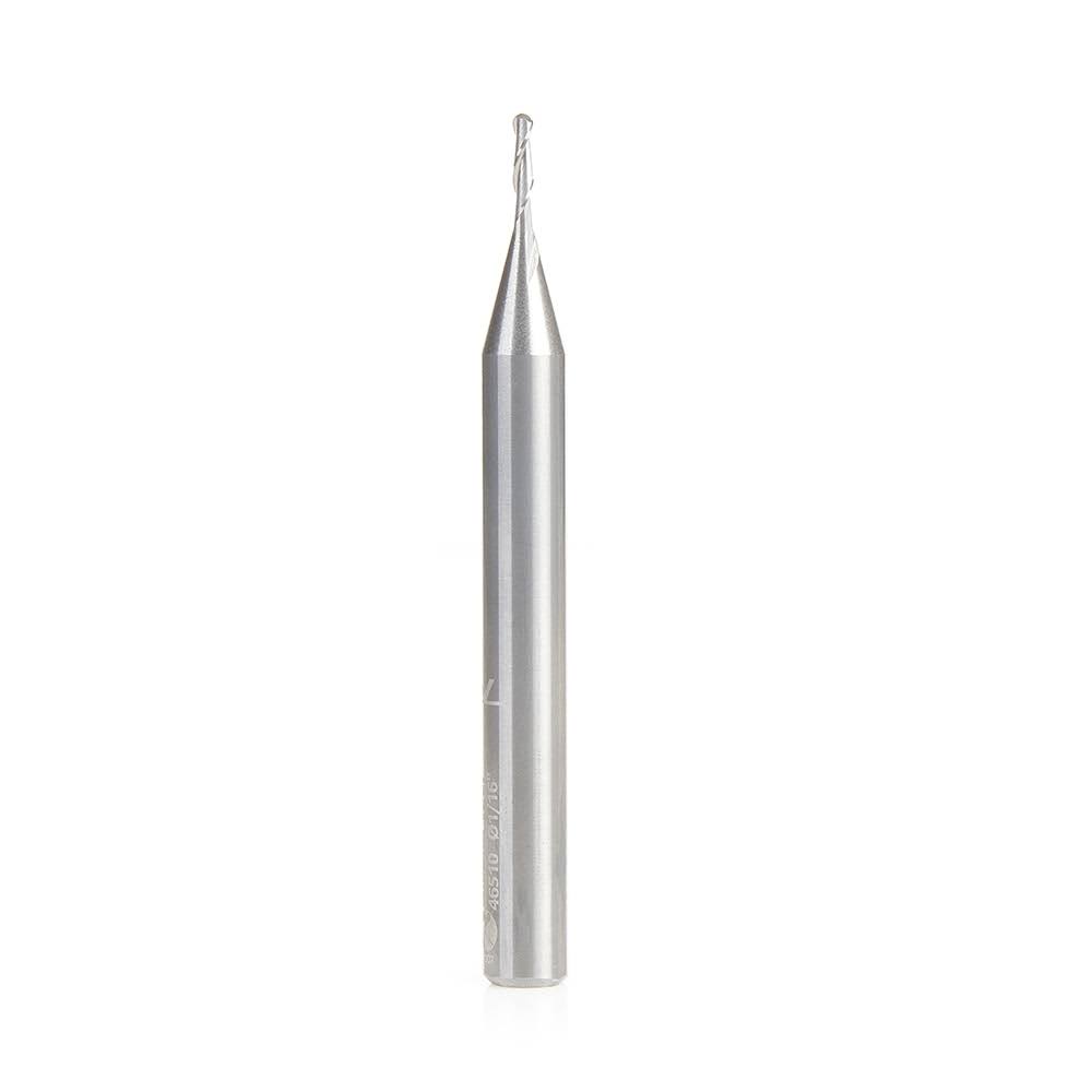 Solid Carbide Double Flute Up-Cut Ball Nose Spiral 1/32 R x 1/16 D x 1/4 CH x 1/4 S S956369