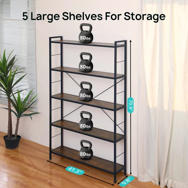 5-Shelf Freestanding Bookshelf with Steel Frame S512642