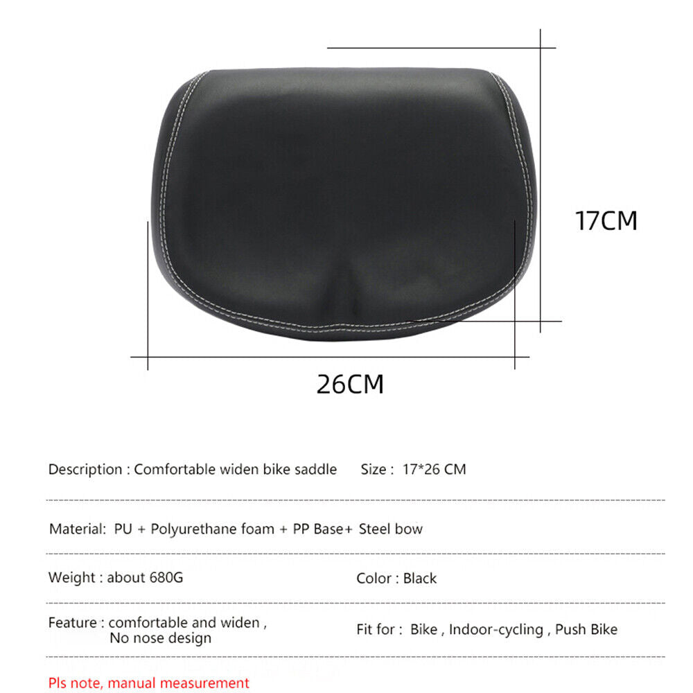 Black PU Pad Noseless Bicycle Seat Cushion M7206