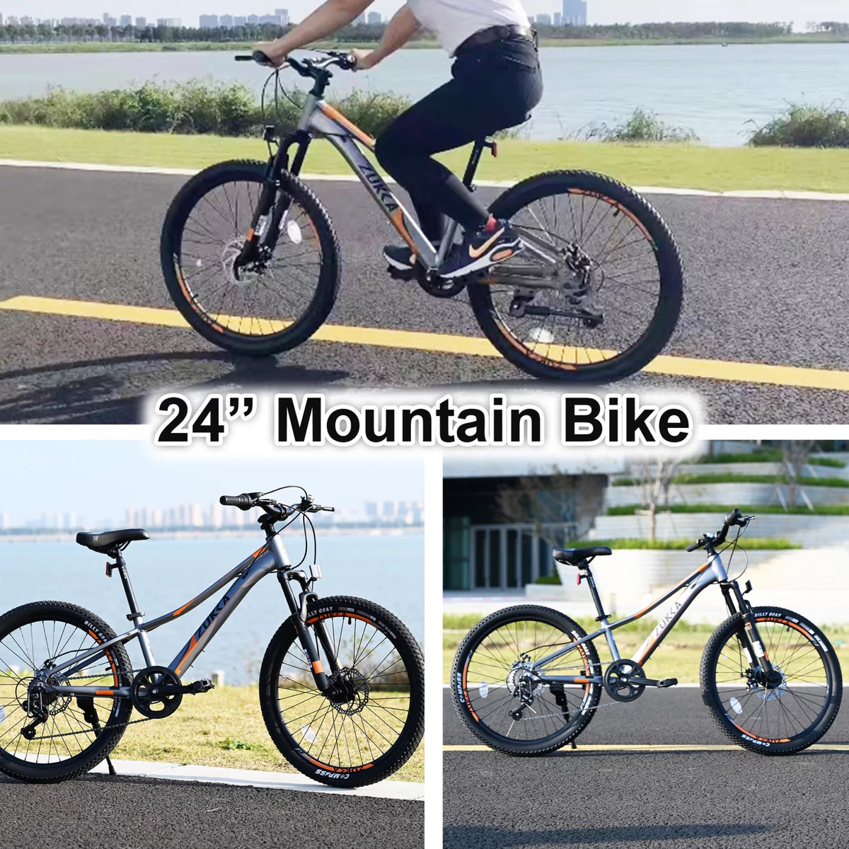 24 in 7-Speed Aluminum Mountain Bike with Double Disc Brake H5662