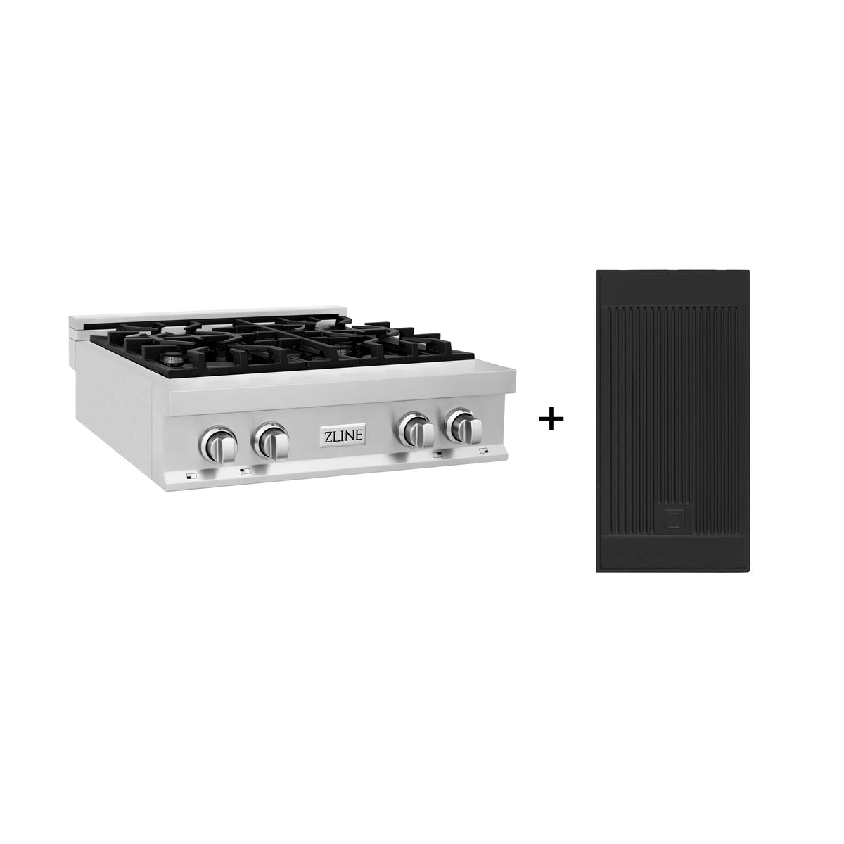 30 Stainless Steel Gas Rangetop with 4 Burners and Griddle E524
