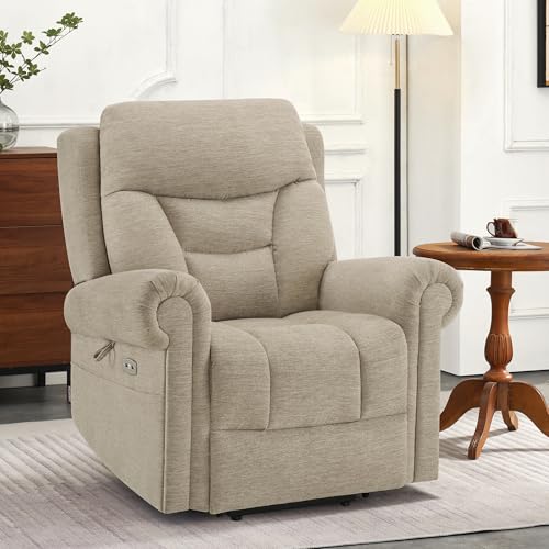 Triple Motor Power Lift Recliner Chair with Massage and Heating, Fabric A1091