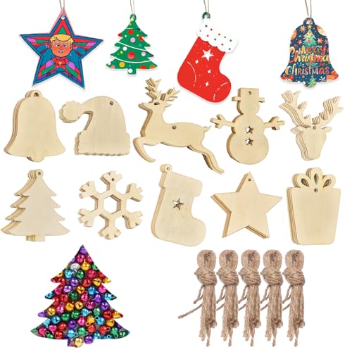 50pcs Unfinished Wood Slice Christmas Ornaments E2937