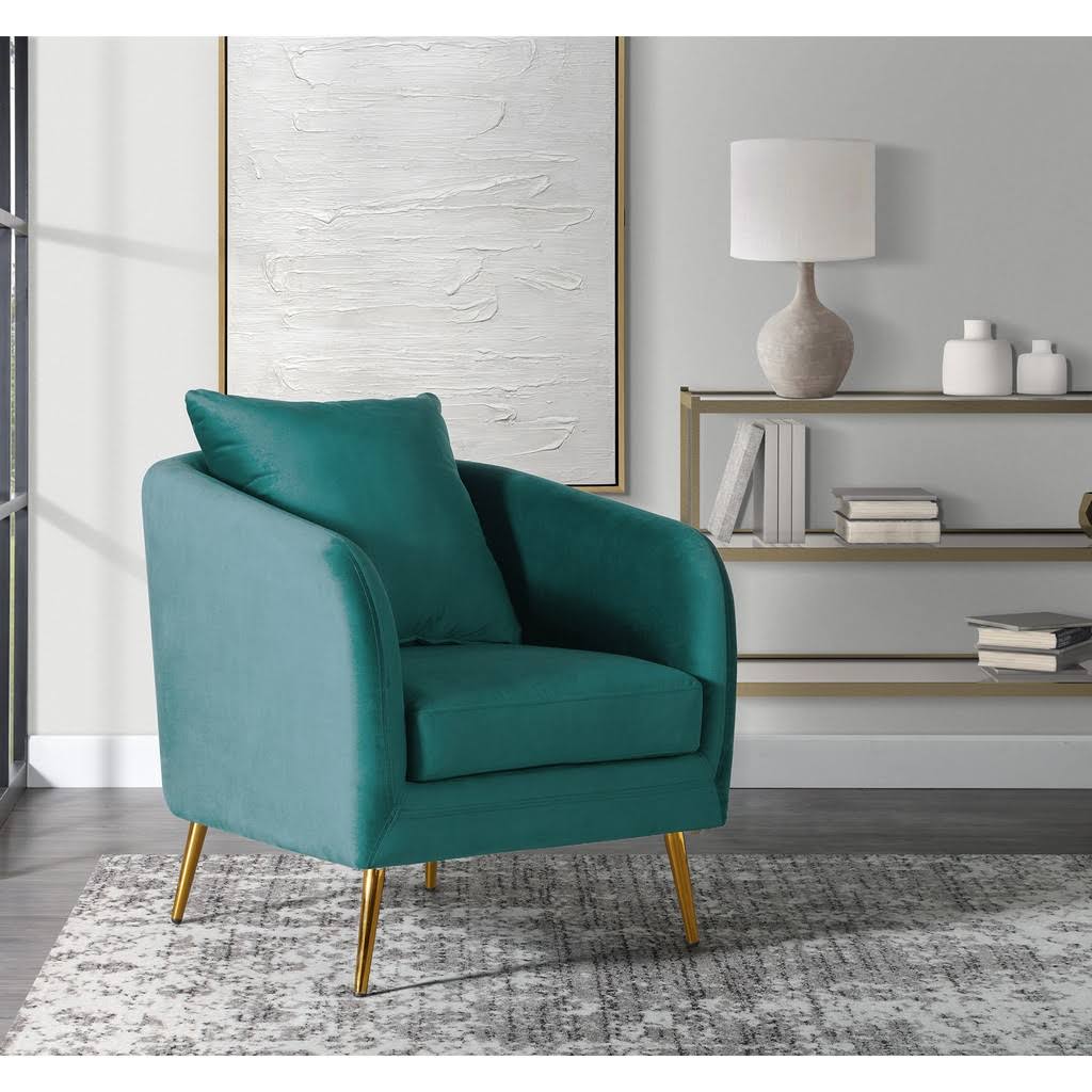 Marine Blue Accent Chair with Gold Legs R72001