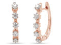 1 Carat Round Cut Lab Created Moissanite Five Stone Hoop Earrings In 14K Rose Gold Over Sterling Silver U888622