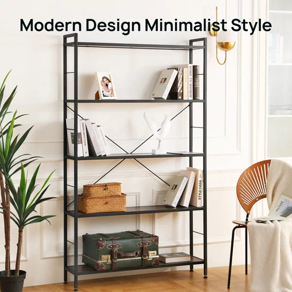 5-Shelf Freestanding Bookshelf with Steel Frame S512642