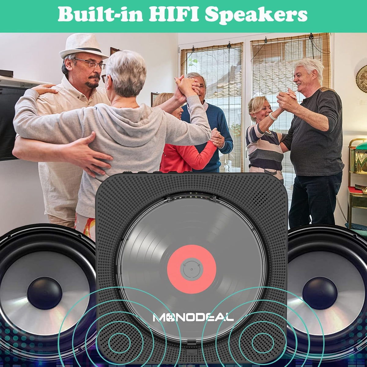 Pack of 2 Wall Mounted Bluetooth CD Player with Built-in Dual Speakers U9697