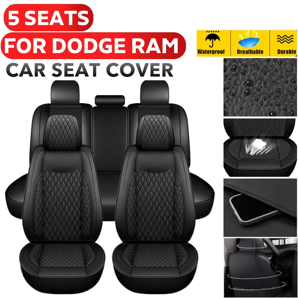 Black Waterproof Leather Full Set Car Seat Cover R61098