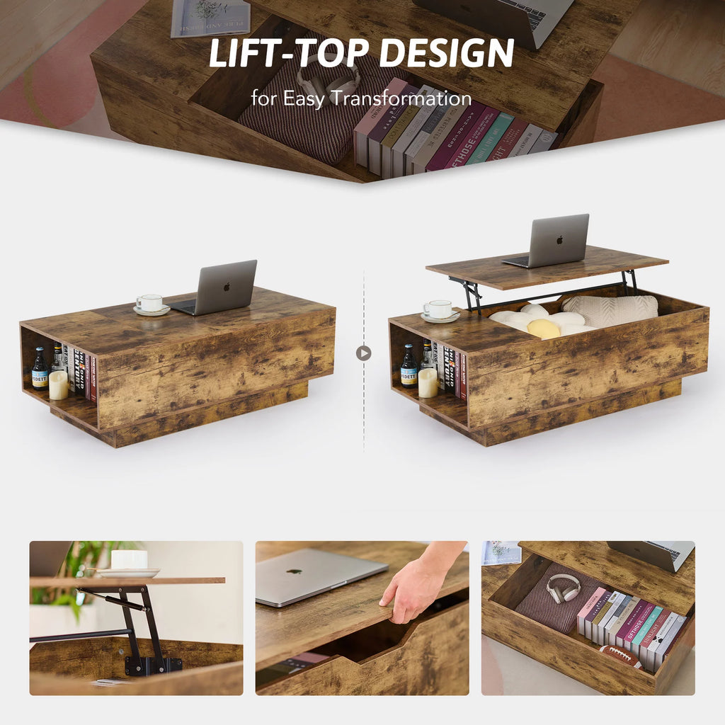 Lift Top Wooden Coffee Table with Storage Compartment Z412709