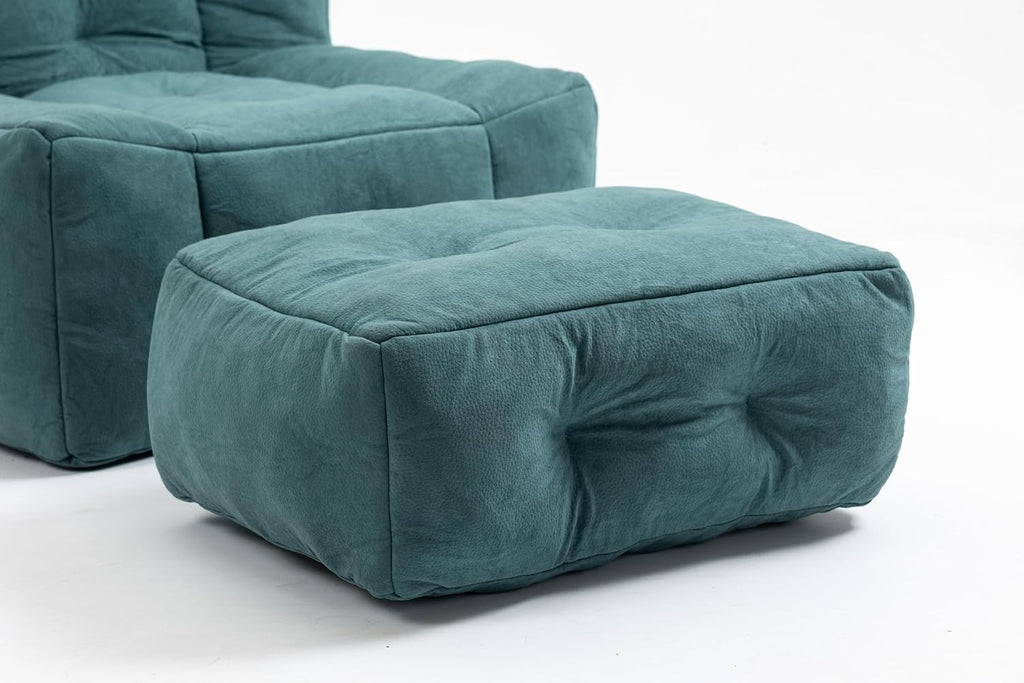 Orange Velvet Bean Bag Chair with Ottoman U648199